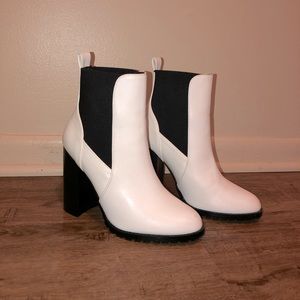 Black and White Heeled Boots